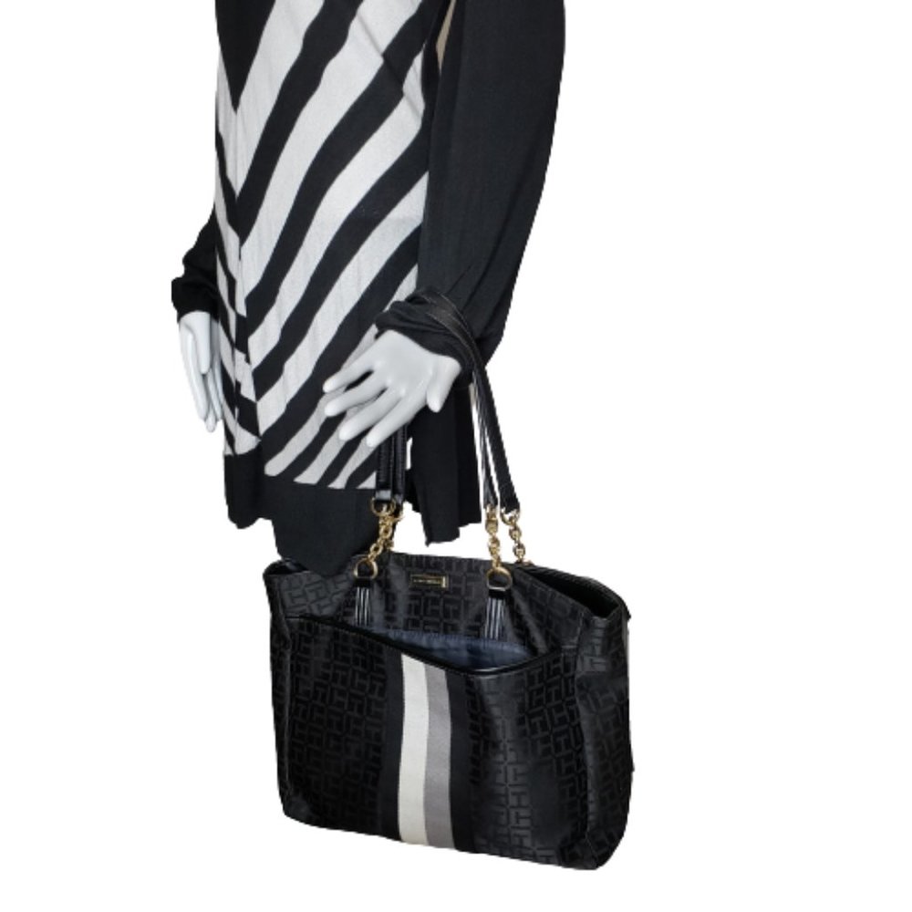 Tommy Hilfiger Black Monogram Jacquard Shopper Bag
